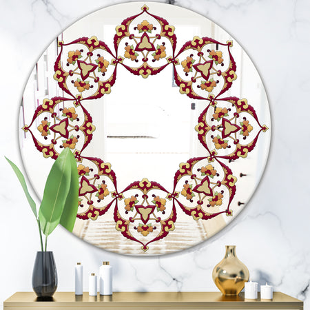 Brown and Beige Pattern - Bohemian and Eclectic Mirror - Oval or Round Wall Mirror