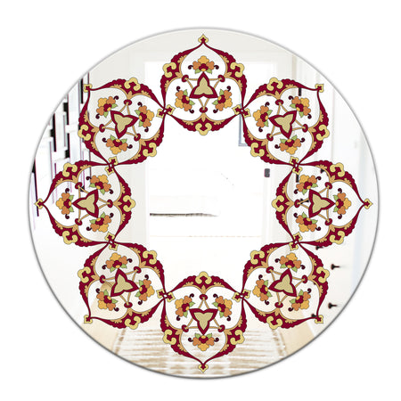 Brown and Beige Pattern - Bohemian and Eclectic Mirror - Oval or Round Wall Mirror