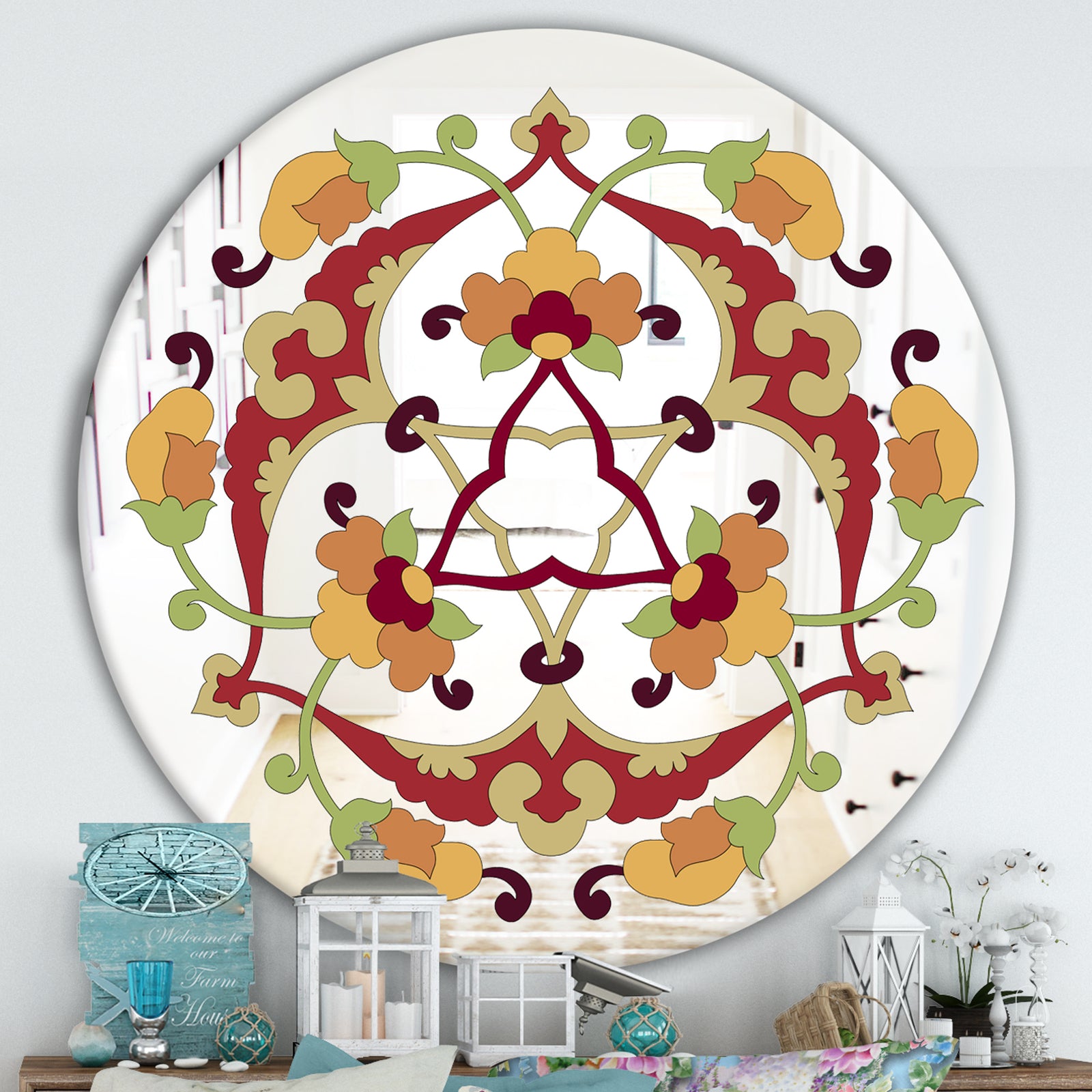 Highs and Lows Pattern - Traditional Mirror - Oval or Round Wall Mirror