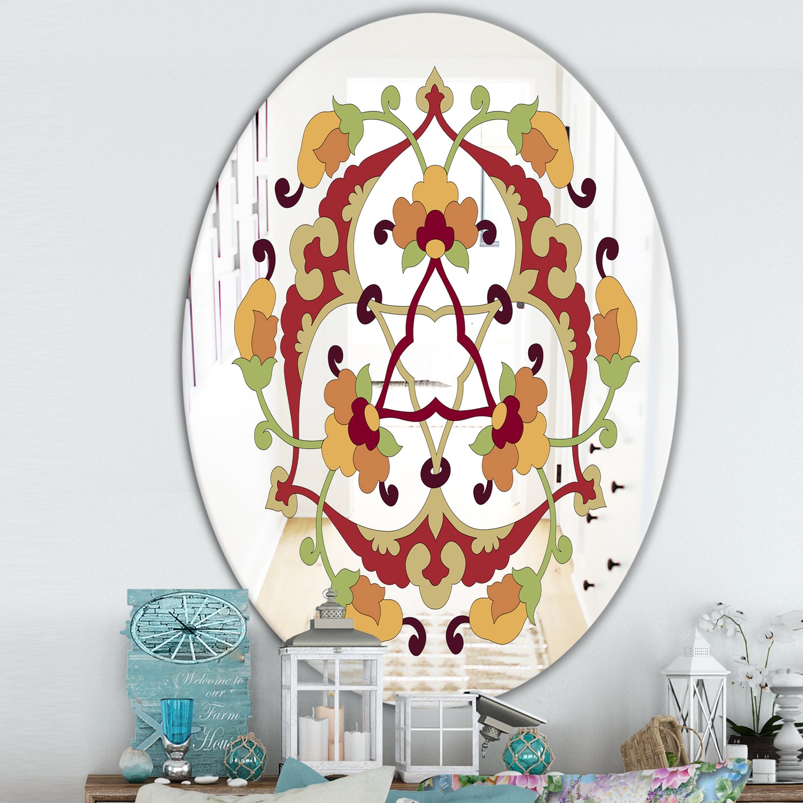 Highs and Lows Pattern - Traditional Mirror - Oval or Round Wall Mirror