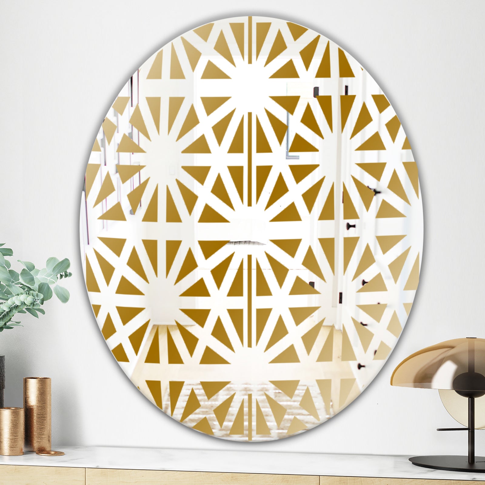 Geometry Pattern - Glam Mirror - Oval or Round Wall Mirror