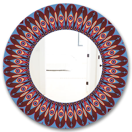 Blue and Brown Feathers - Modern Mirror - Oval or Round Wall Mirror