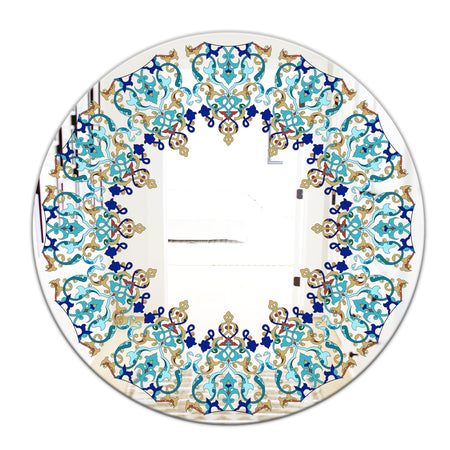 Blue and Brown Design - Bohemian and Eclectic Mirror - Oval or Round Wall Mirror