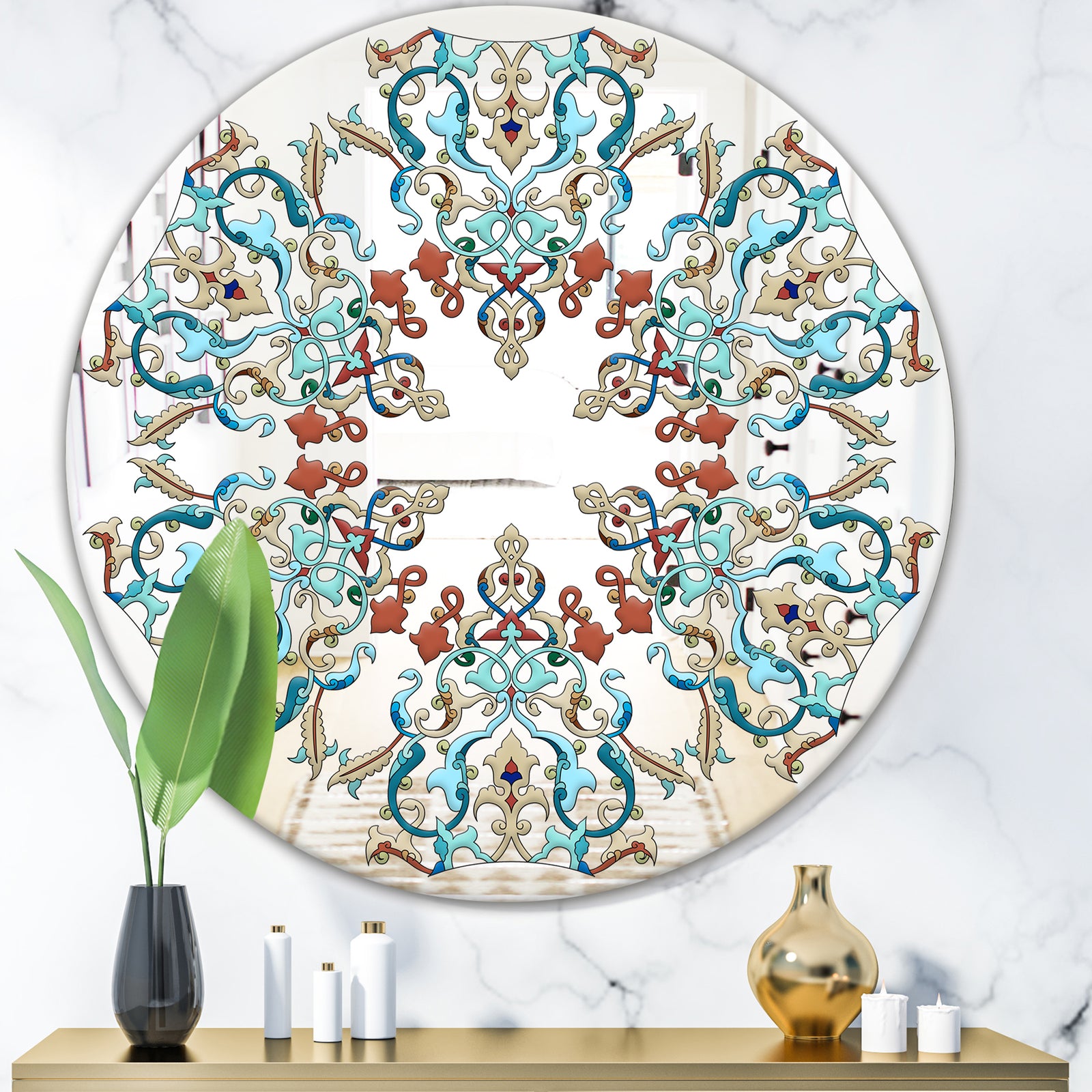 Intersecting Of Red and Blue - Mid-Century Mirror - Oval or Round Wall Mirror