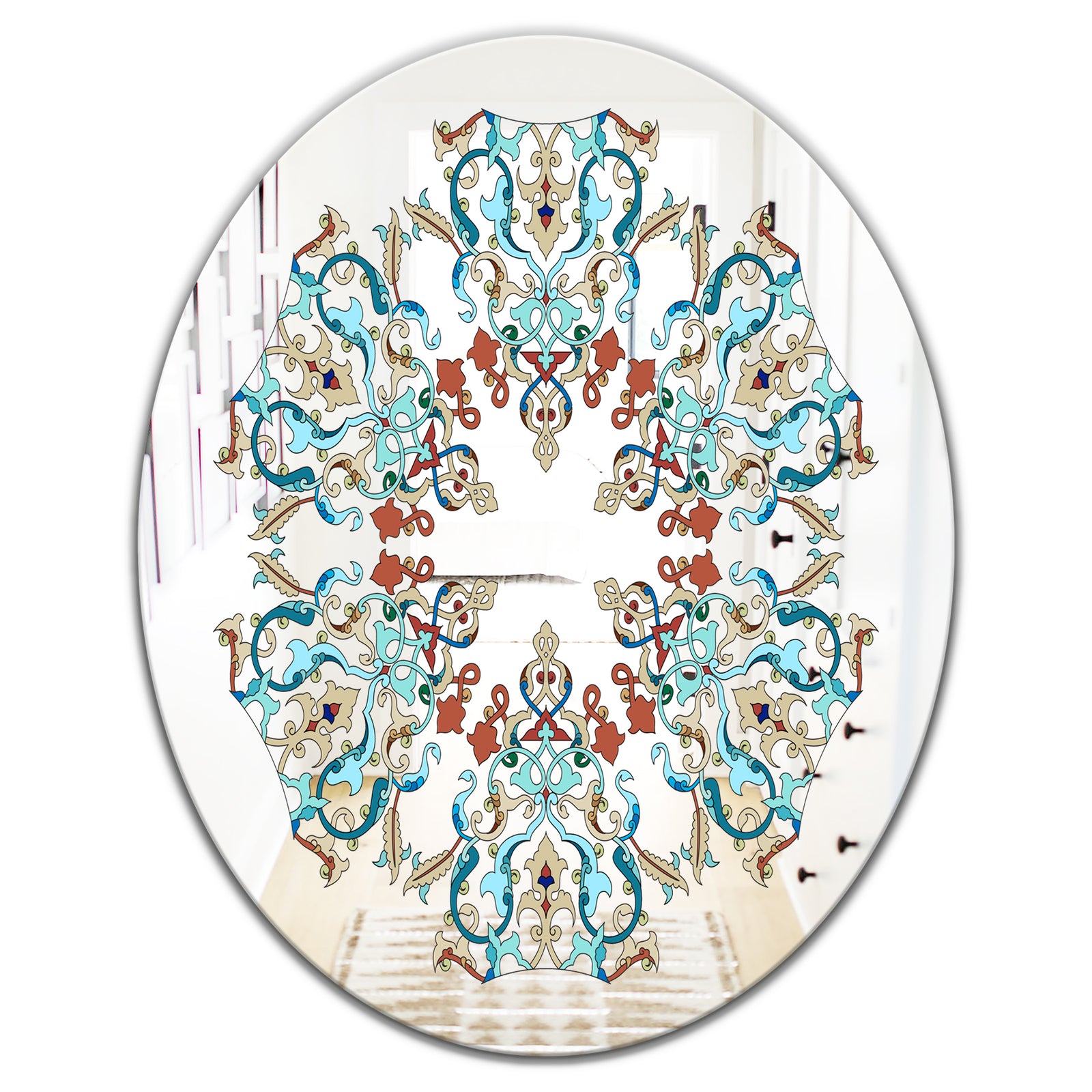 Intersecting Of Red and Blue - Mid-Century Mirror - Oval or Round Wall Mirror