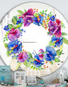 Blue Wreath Flower - Farmhouse Mirror - Oval or Round Wall Mirror