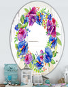 Blue Wreath Flower - Farmhouse Mirror - Oval or Round Wall Mirror