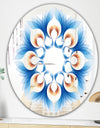 Blue Growing Flowers - Mid-Century Mirror - Oval or Round Wall Mirror