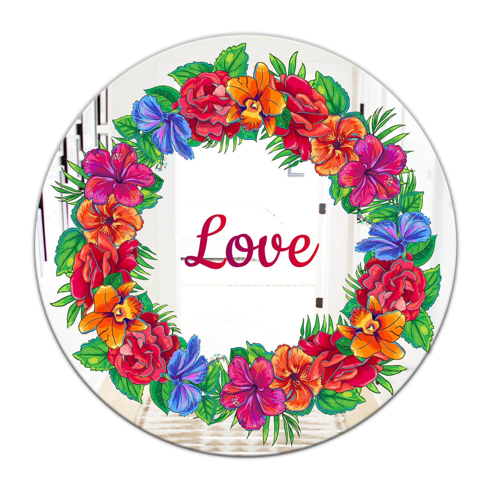 Love and Flowers - Cabin and Lodge Mirror - Oval and Circle Wall Mirror