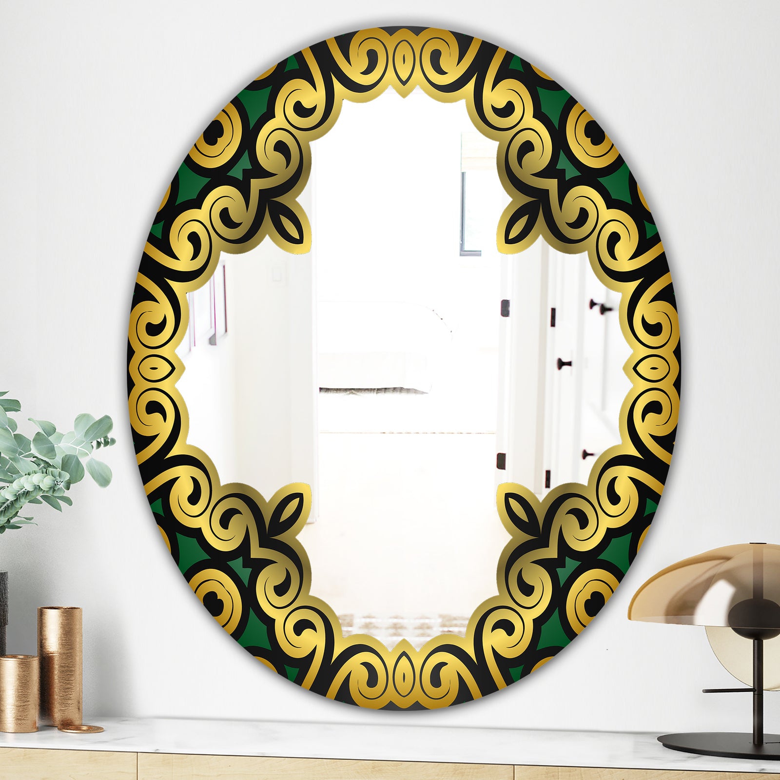 Gold Cut Out Cross - Modern Mirror - Oval and Circle Wall Mirror