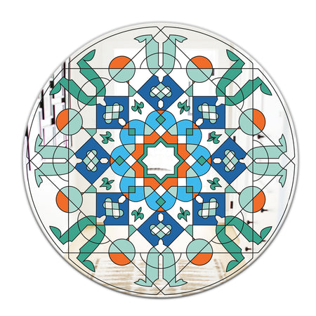 Green Glass Pattern - Mid-Century Mirror - Oval and Circle Wall Mirror