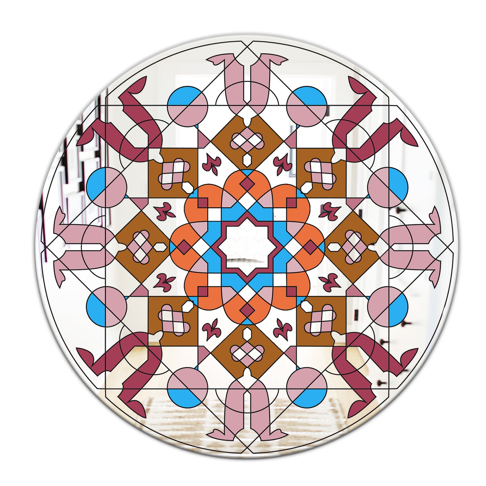 Shades Of Red Glass - Mid-Century Mirror - Oval or Round Wall Mirror