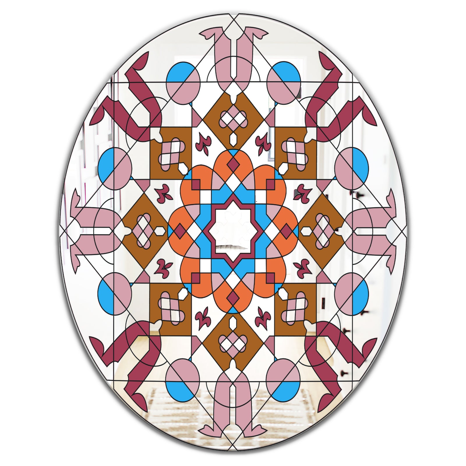 Shades Of Red Glass - Mid-Century Mirror - Oval or Round Wall Mirror