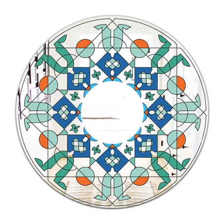 Shades Of Green Glass Pattern - Mid-Century Mirror - Oval or Round Wall Mirror