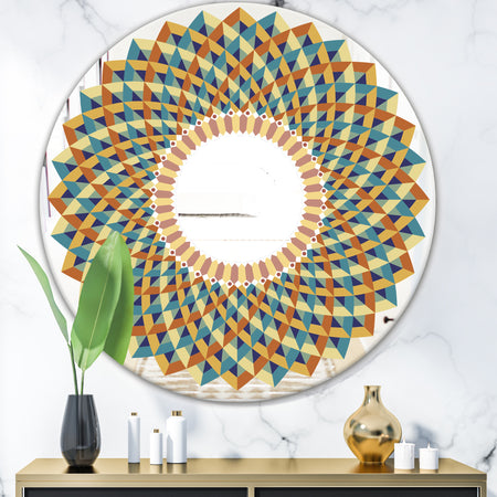 Blue Mosaic Spectrum - Mid-Century Mirror - Oval or Round Wall Mirror