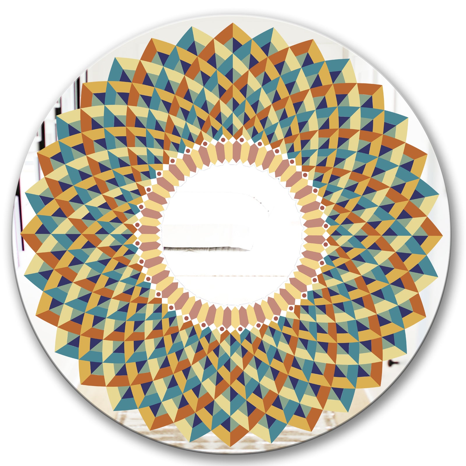 Blue Mosaic Spectrum - Mid-Century Mirror - Oval or Round Wall Mirror