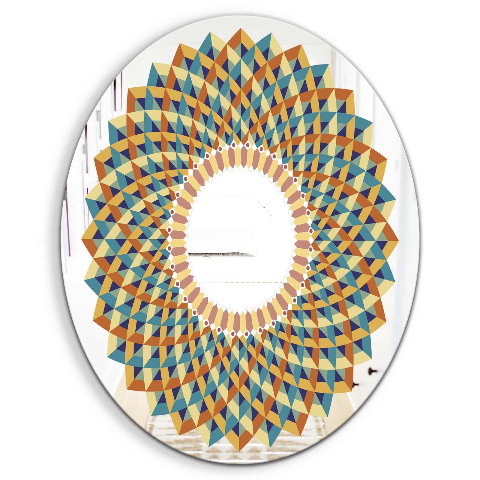 Blue Mosaic Spectrum - Mid-Century Mirror - Oval or Round Wall Mirror