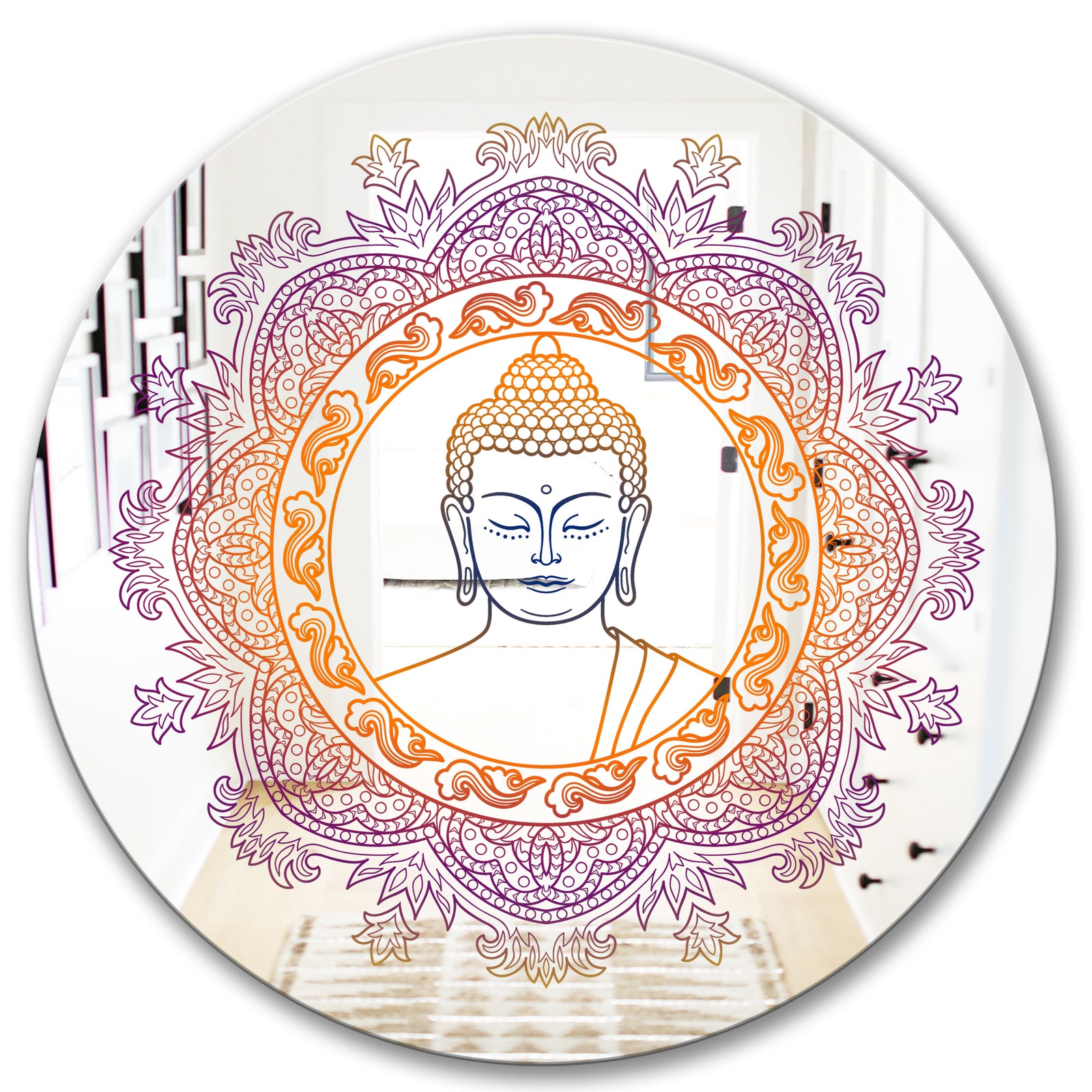 Buddha  Mandala - Modern Mirror - Contemporary Oval or Round Wall Mirror