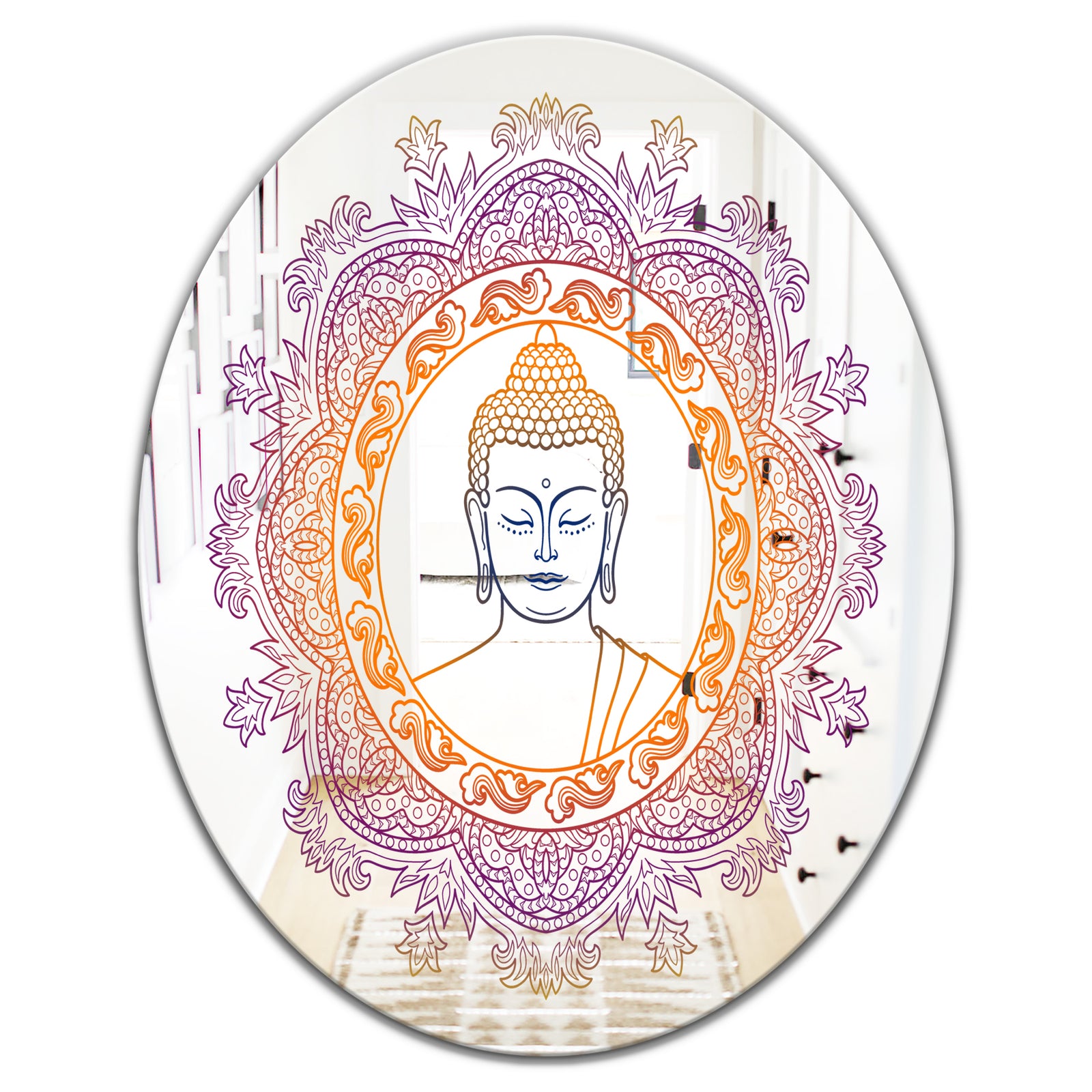 Buddha  Mandala - Modern Mirror - Contemporary Oval or Round Wall Mirror