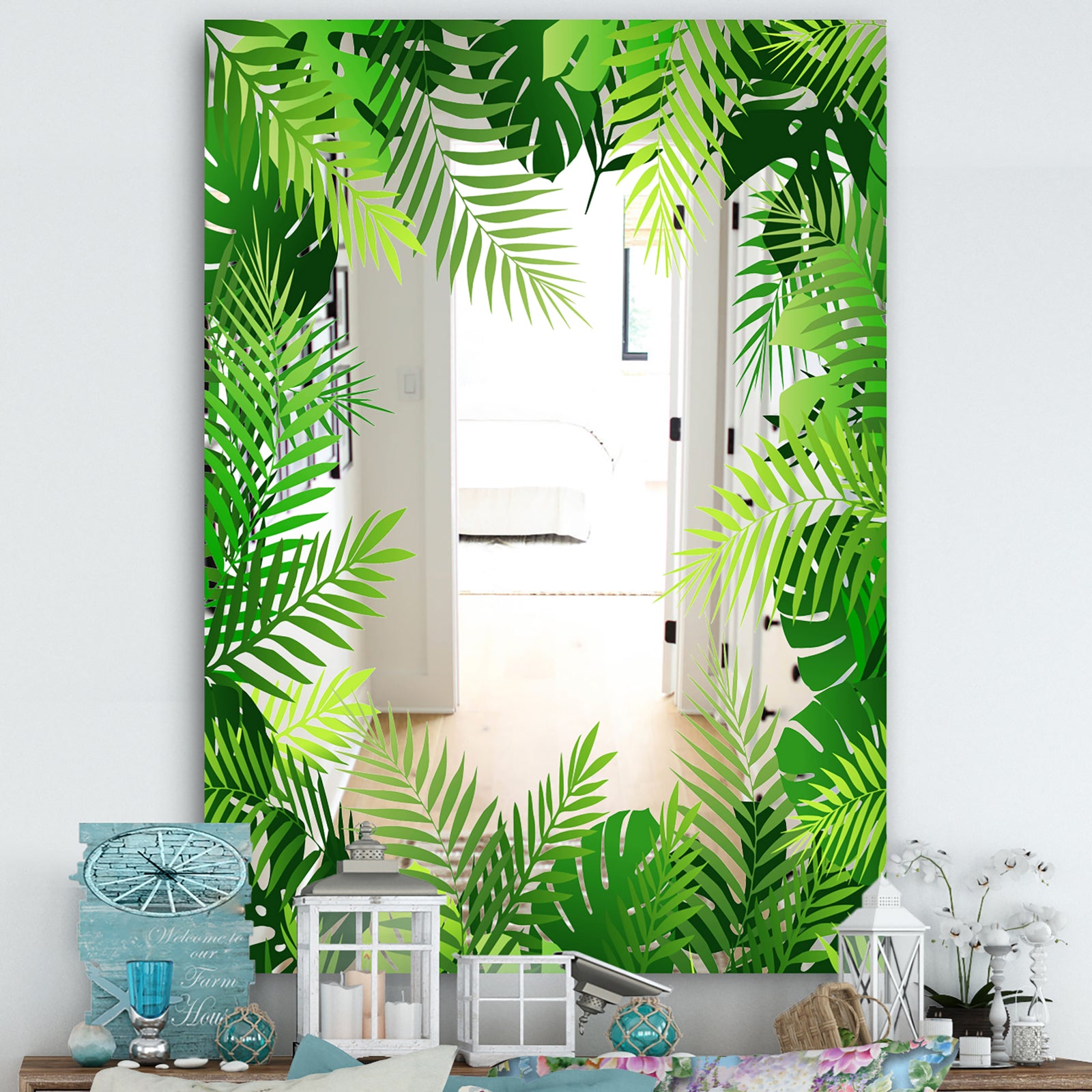 Tropical Mood Foliage 26 - Farmhouse Mirror - Large Wall Mirror