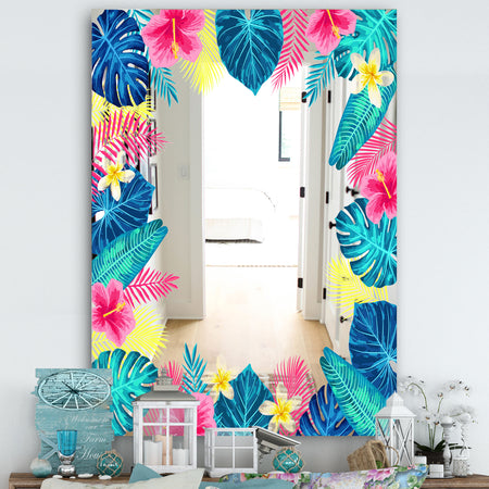 Tropical Mood Blue 10 - Farmhouse Mirror - Floral Printed Vanity Mirror