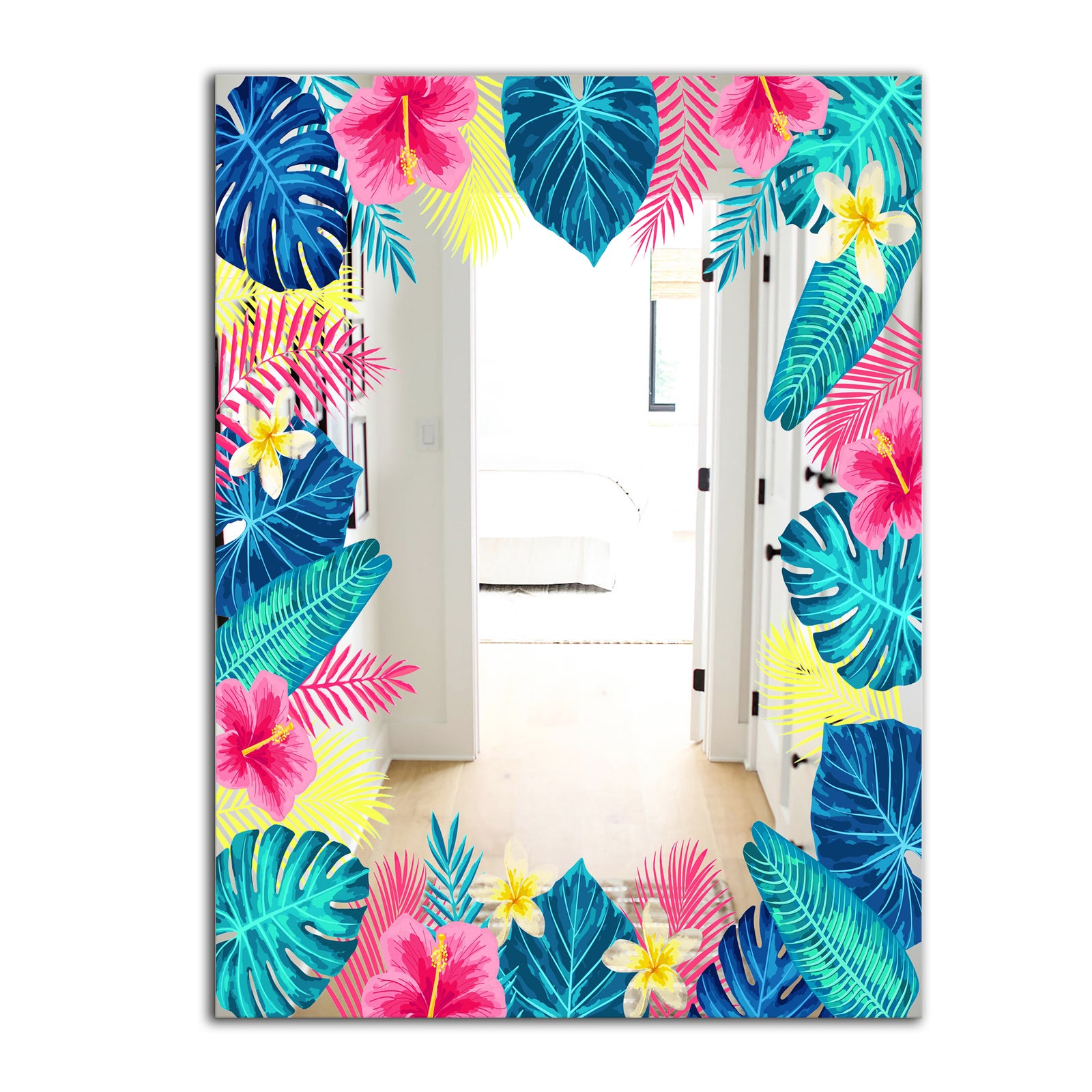 Tropical Mood Blue 10 - Farmhouse Mirror - Floral Printed Vanity Mirror