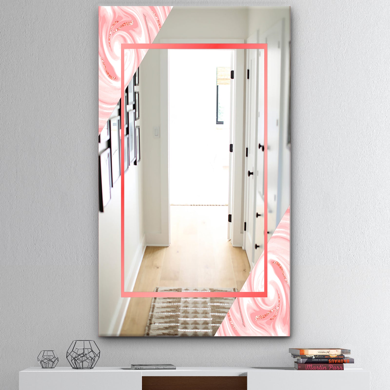 Marble Pink - Mid-Century Mirror - Accent and Bathroom Mirror
