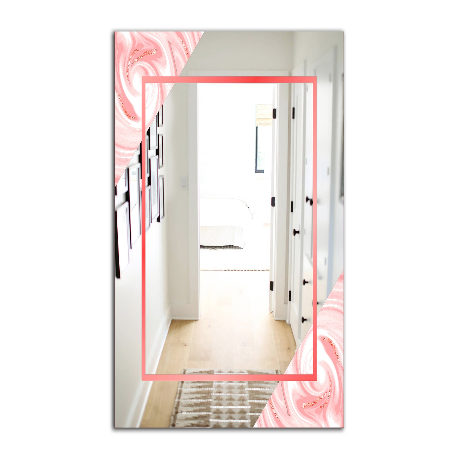 Marble Pink - Mid-Century Mirror - Accent and Bathroom Mirror