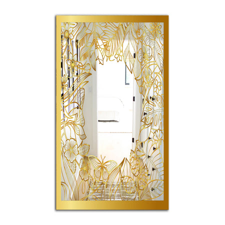 Capital Gold Botanical Bliss 3 - Glam Mirror - Modern Rectangle Wall Mirror