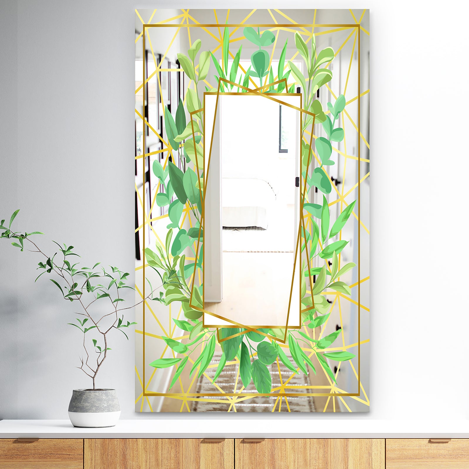 Efflorescent Gold Green 5 - Traditional Mirror - Floral and Modern Large Wall Mirror