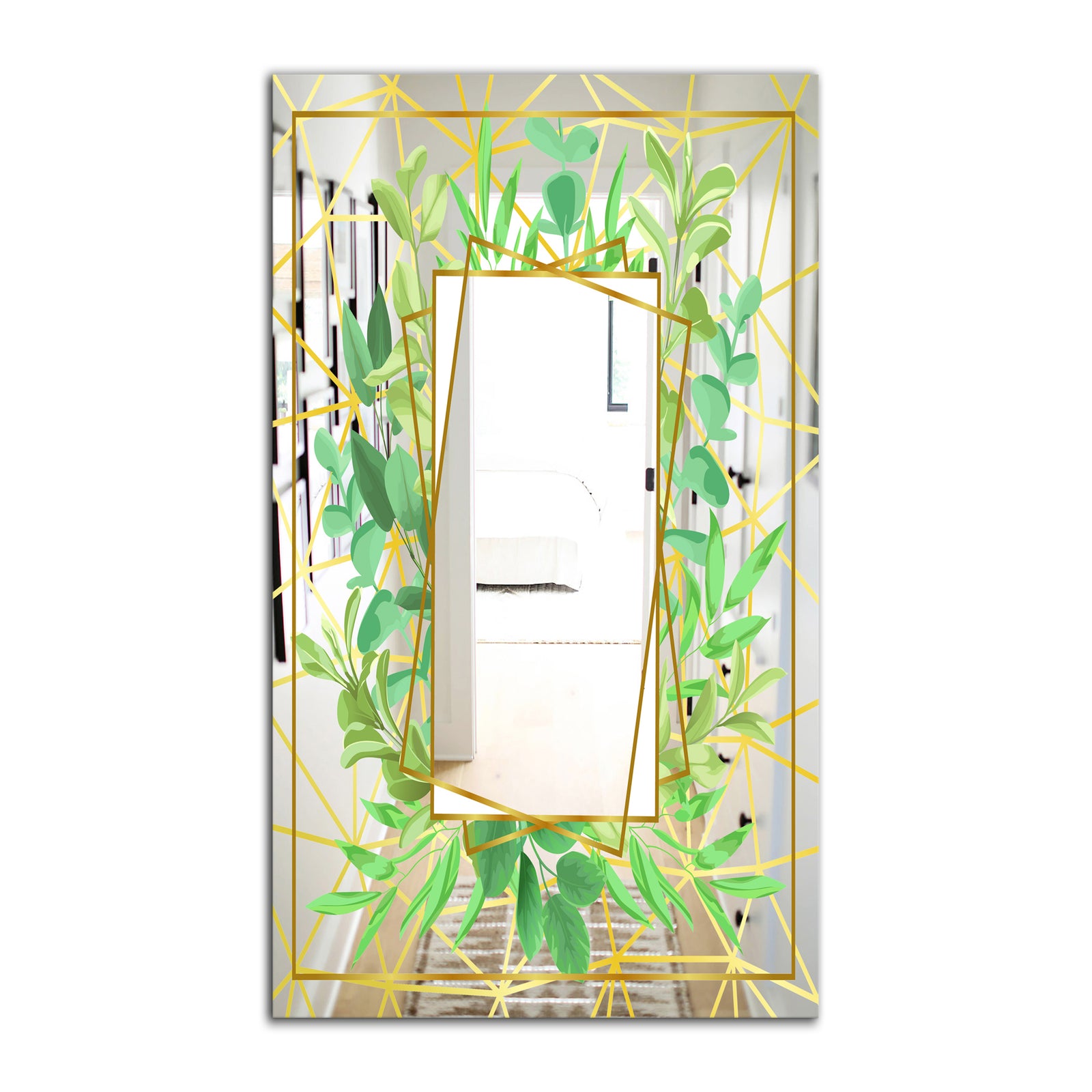 Efflorescent Gold Green 5 - Traditional Mirror - Floral and Modern Large Wall Mirror
