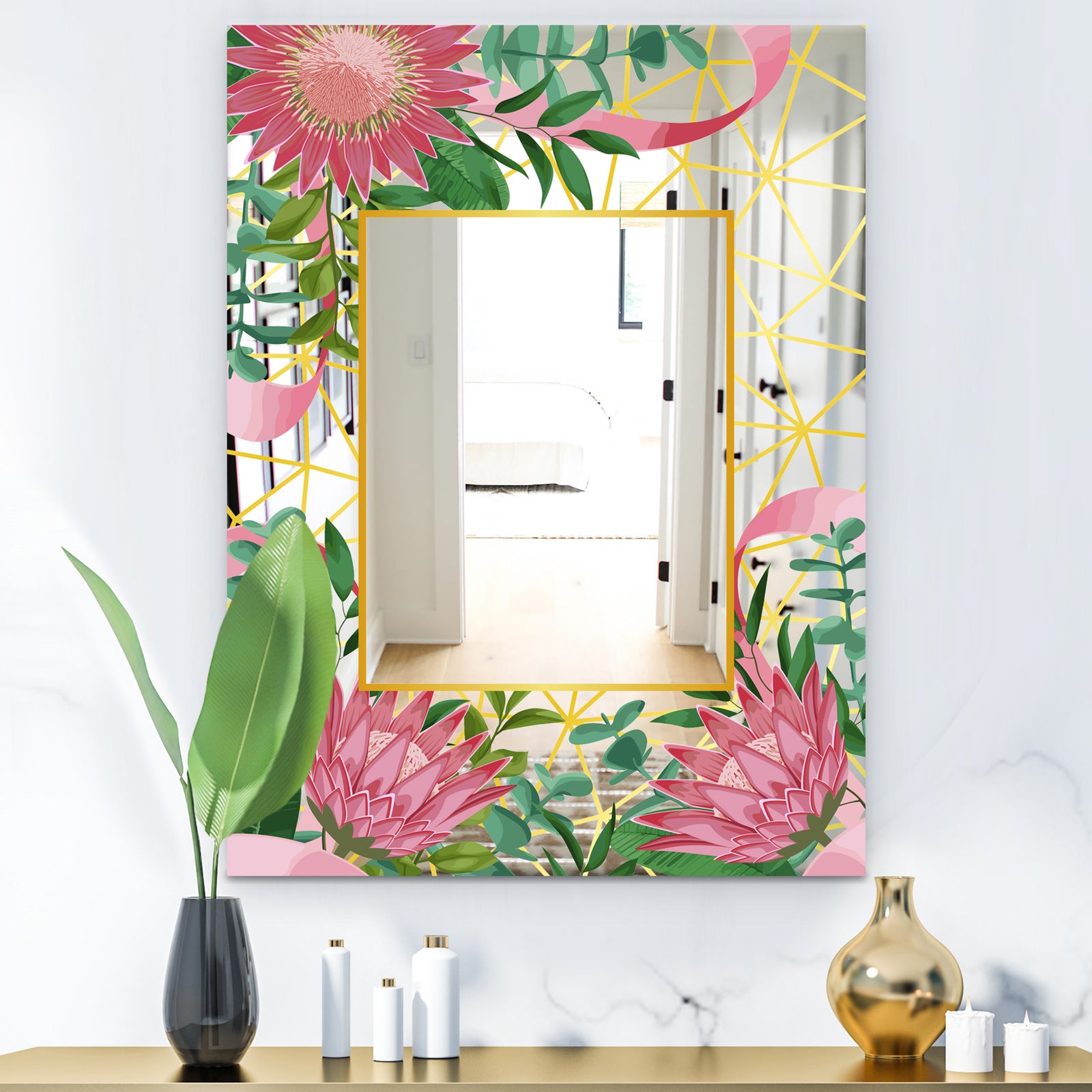 Efflorescent Gold Pink 4 - Modern Mirror - Wall Mirror