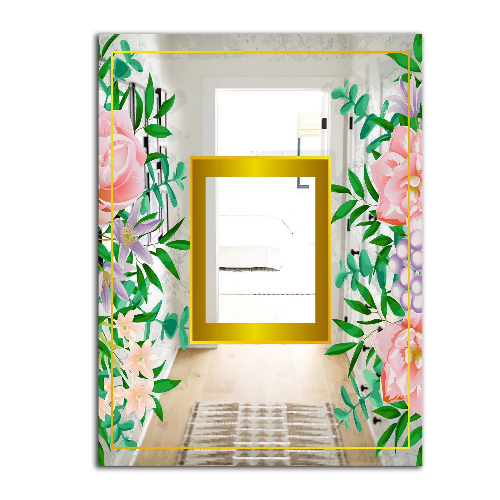 Efflorescent Gold Pink 10 - Glam Mirror - Modern Wall Mirror