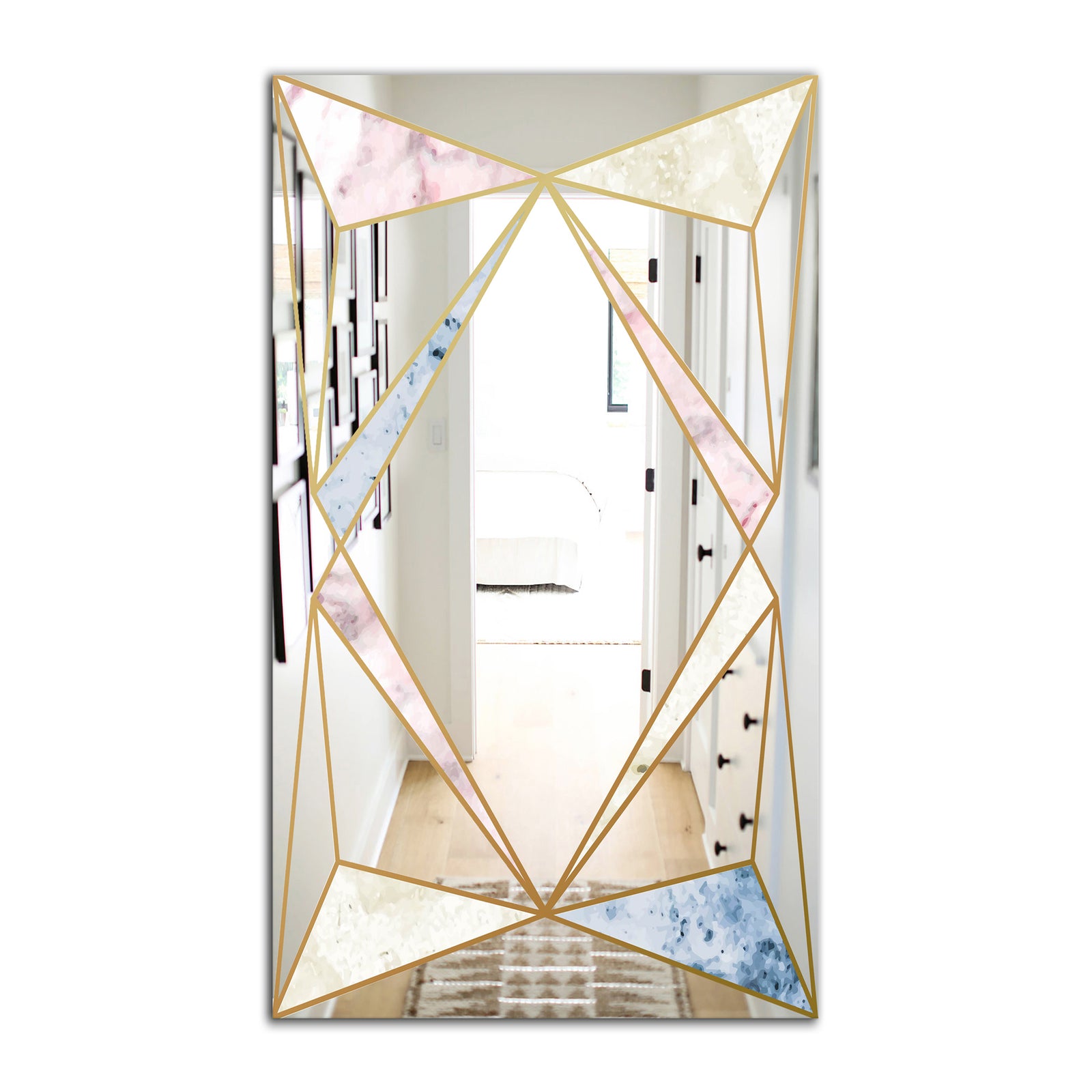Marbled Diamond 2 - Mid-Century Mirror - Modern Wall Mirror