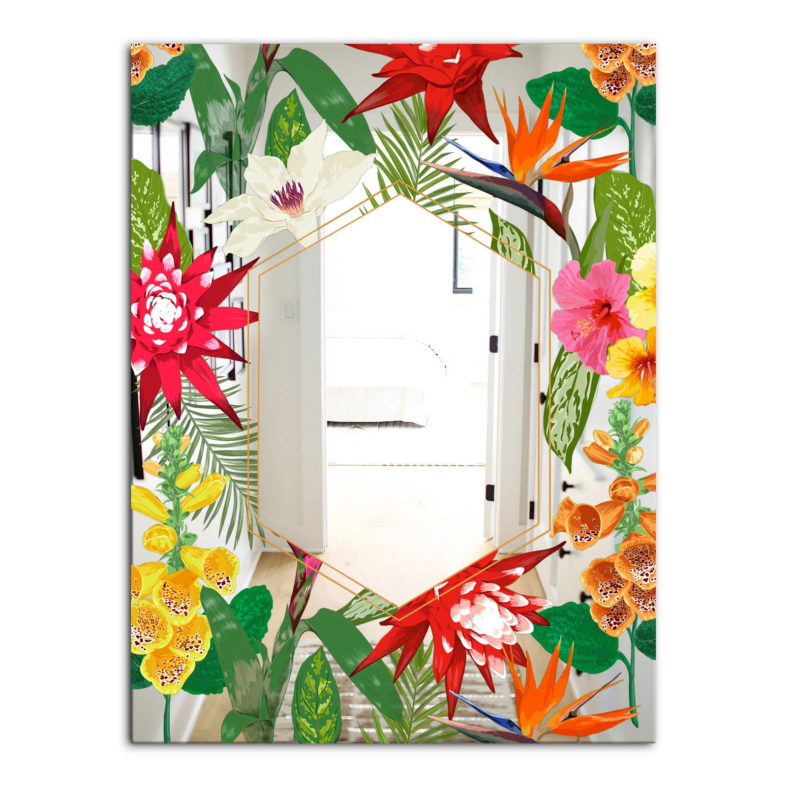 Efflorescent Gold Abundance 3 - Cabin and Lodge Mirror - Tropical Rectangle Mirror