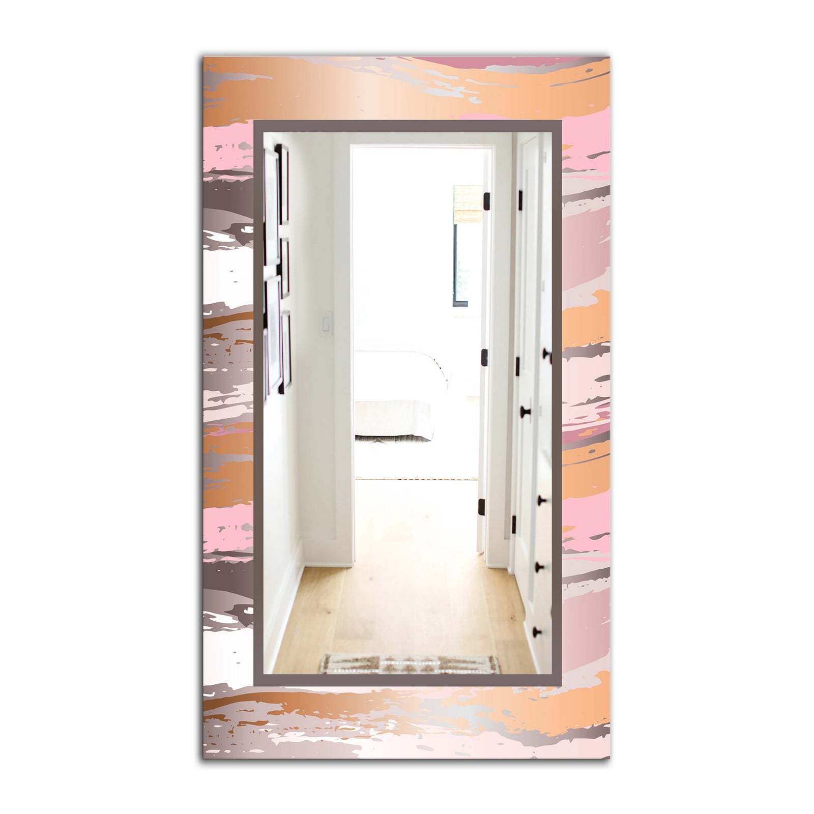 Gold and Pink Frame - Mid-Century Bathroom Mirror - Frameless Wall Mirror