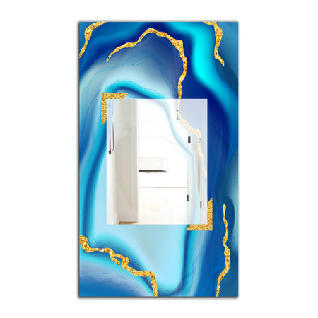 Porch & Den Danube Blue Marbled Frameless Glam Mirror