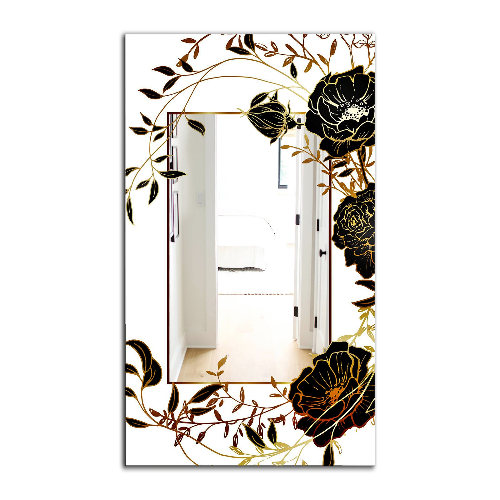Gold Botanical Blooming 8 - Shabby Chic Mirror - Vanity Mirror