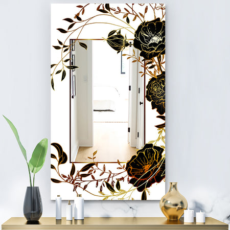 Gold Botanical Obsidian 2 - Modern Mirror - Contemporary Large Wall Mirror