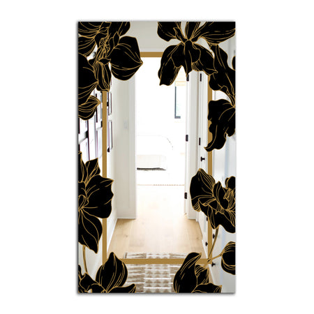 Gold Botanical Obsidian 7 - Traditional Mirror - Modern Bathroom Mirror or Accent Wall Mirror
