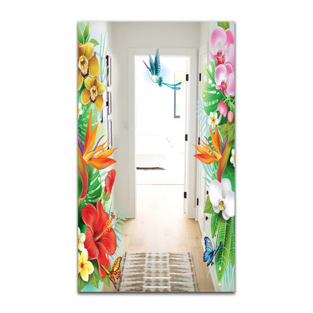 Tropical Mood Bright 13 - Traditional Mirror - Tropical Floral Art Mirror