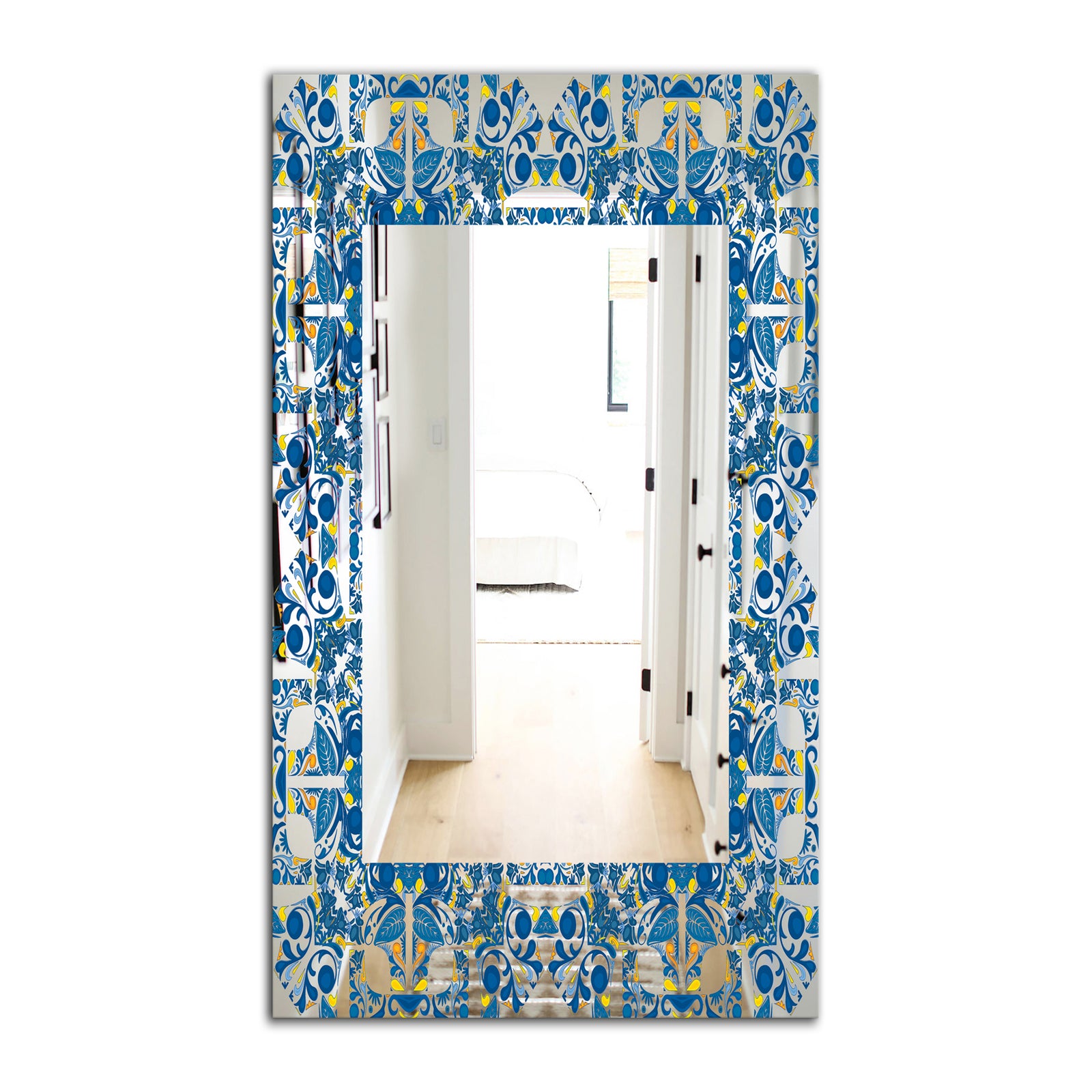 Portuguese Tiles - Mid-Century Mirror - Frameless Wall Mirror