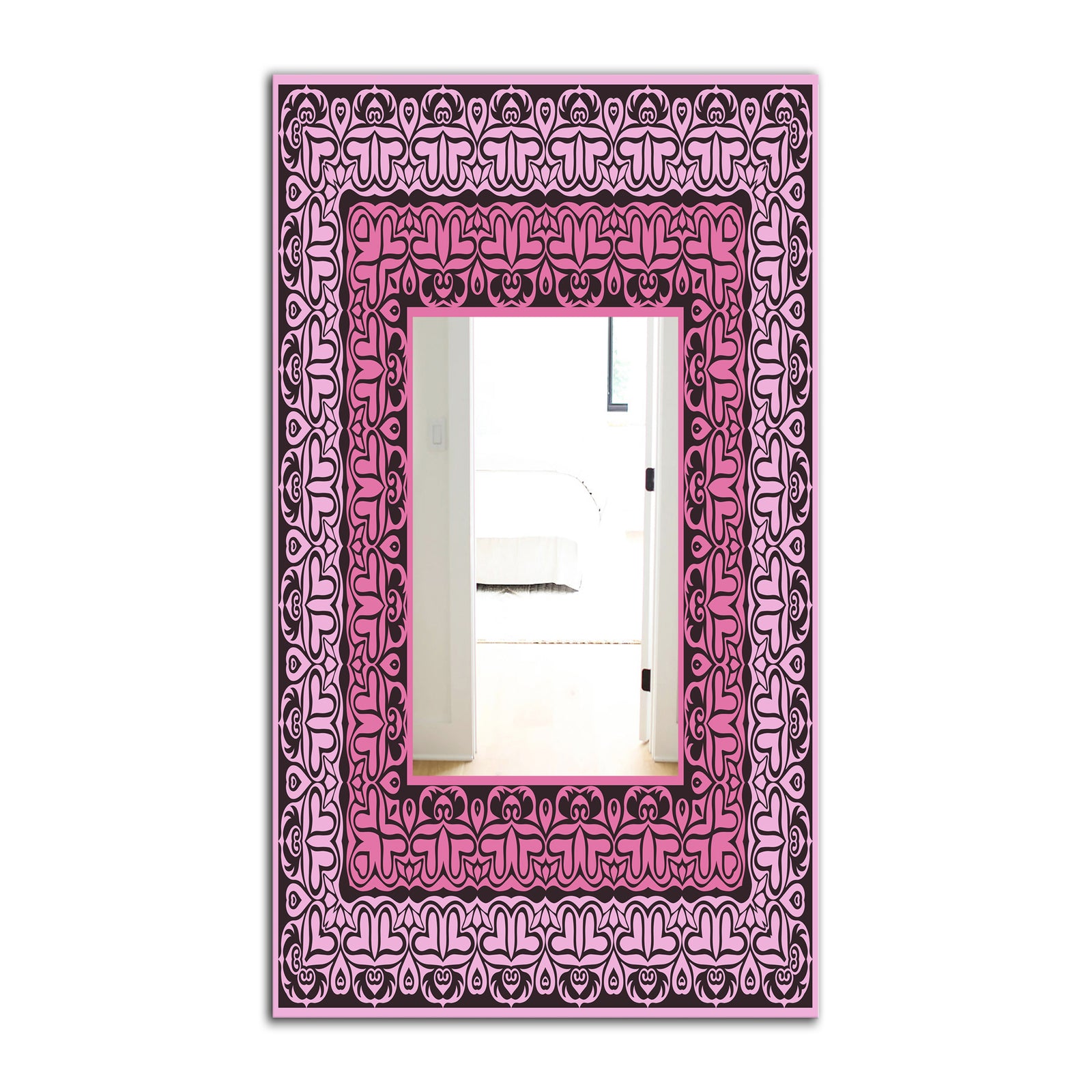 Black and Pink Hearts - Industrial Mirror - Wall Mirror