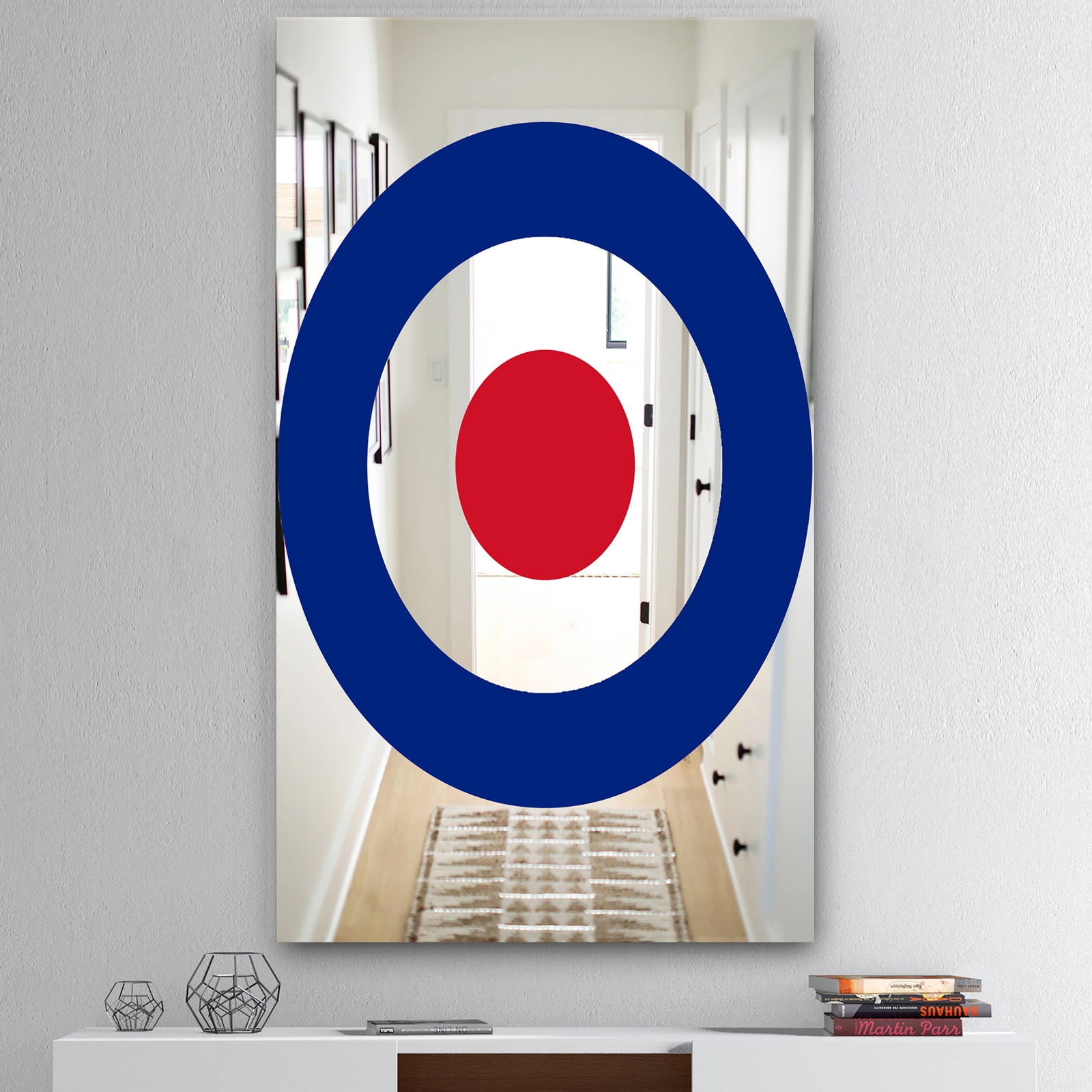 Red and Blue Bullseye - Mid-Century Mirror - Accent Mirror