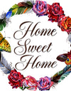 Home Sweet Home Flower Wreath - Cabin and Lodge Mirror - Circle Wall Mirror