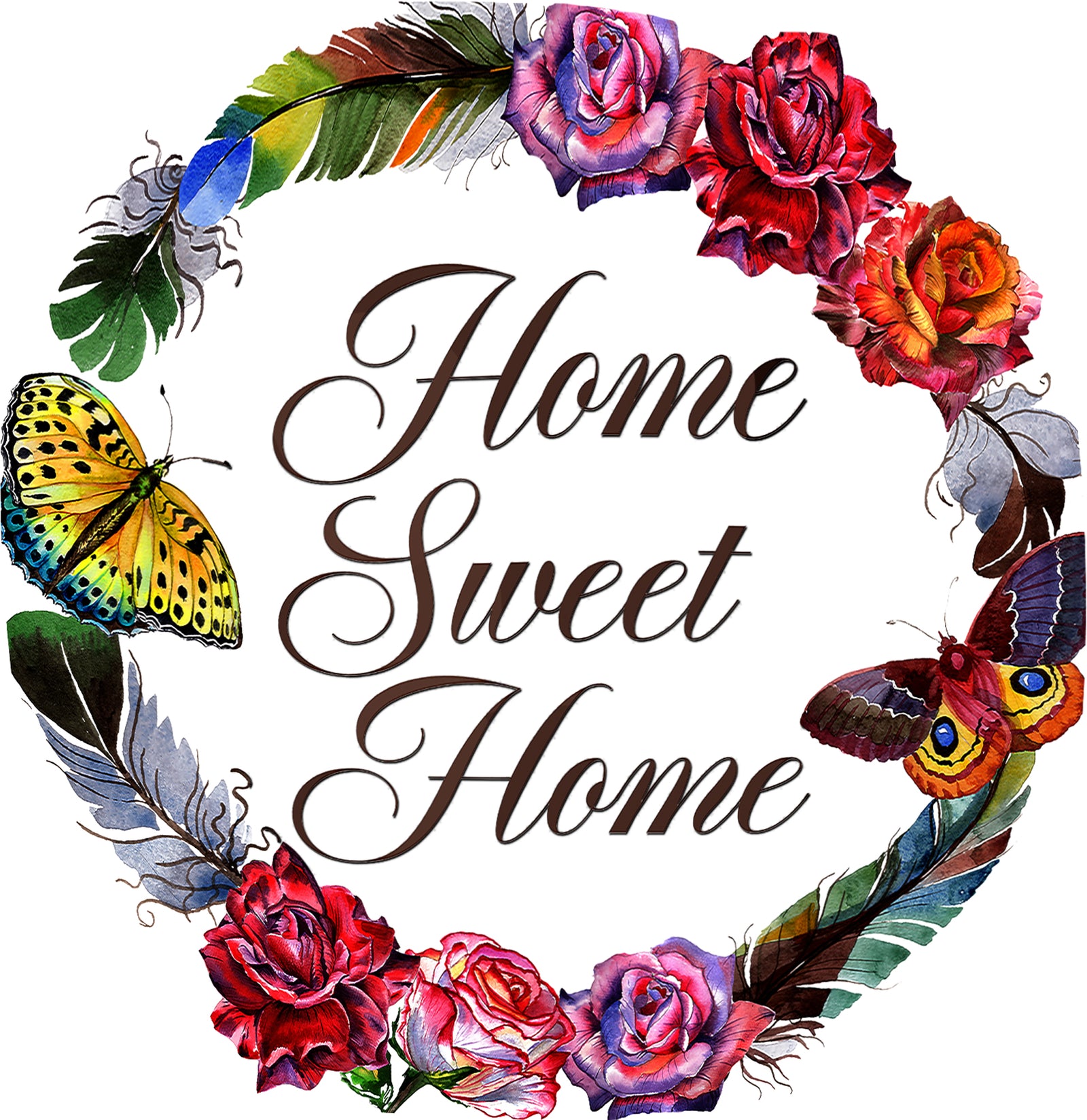 Home Sweet Home Flower Wreath - Cabin and Lodge Mirror - Circle Wall Mirror