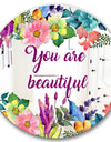 You Are Beautiful Flower Wreath - Cabin and Lodge Mirror - Circle Wall Mirror