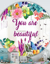 You Are Beautiful Flower Wreath - Cabin and Lodge Mirror - Circle Wall Mirror