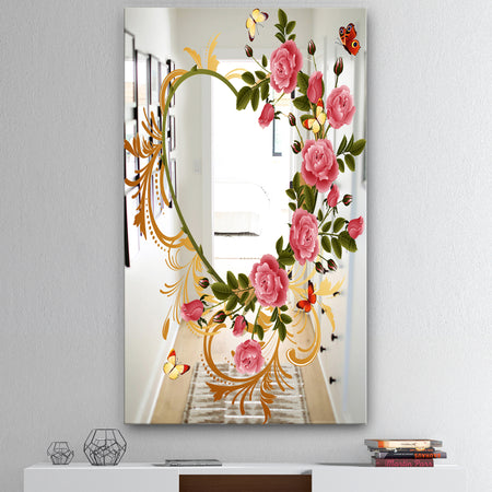 Rose Flower Heart - Cabin and Lodge Mirror - Large Wall Mirror