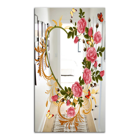 Rose Flower Heart - Cabin and Lodge Mirror - Large Wall Mirror